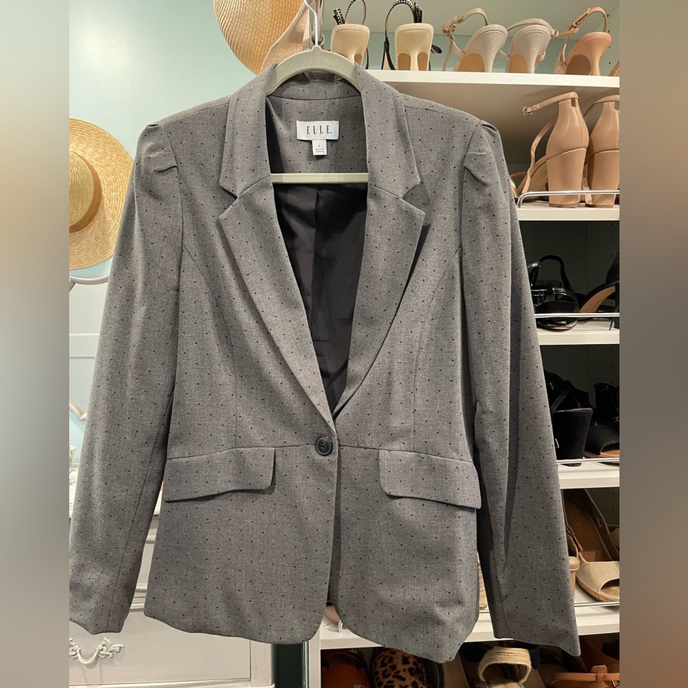 Elle Women's Charcoal with Polka Dot Blazer